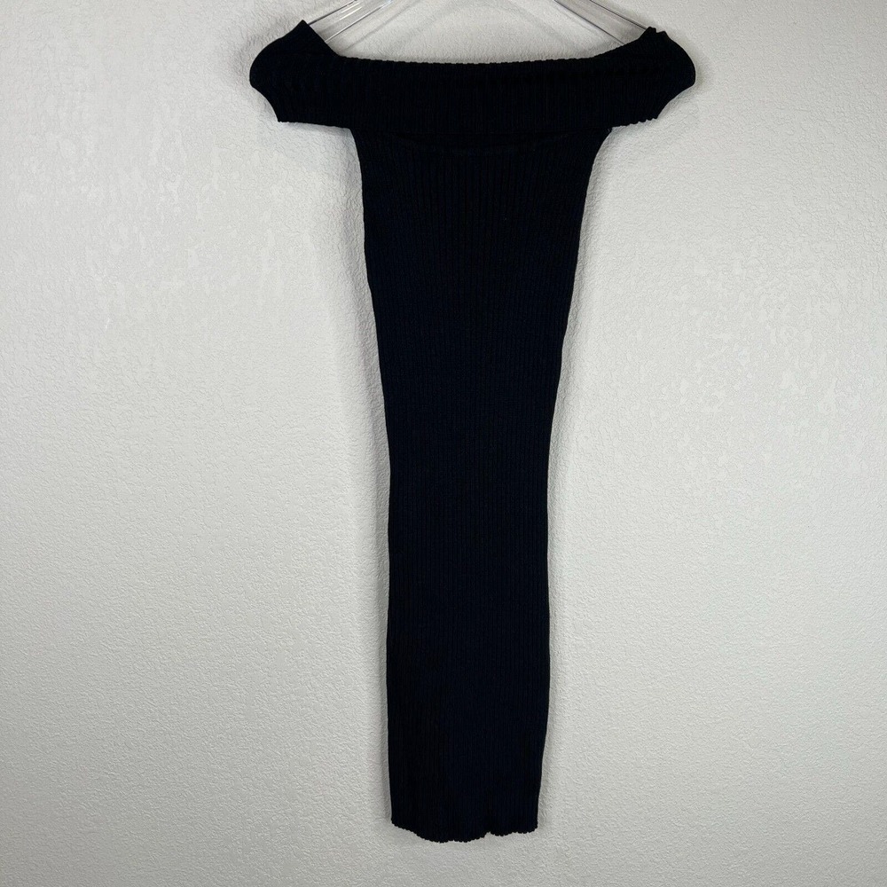 Seek Women's Ribbed Off The Shoulder Sweater Dress Short Sleeve Black Size Small